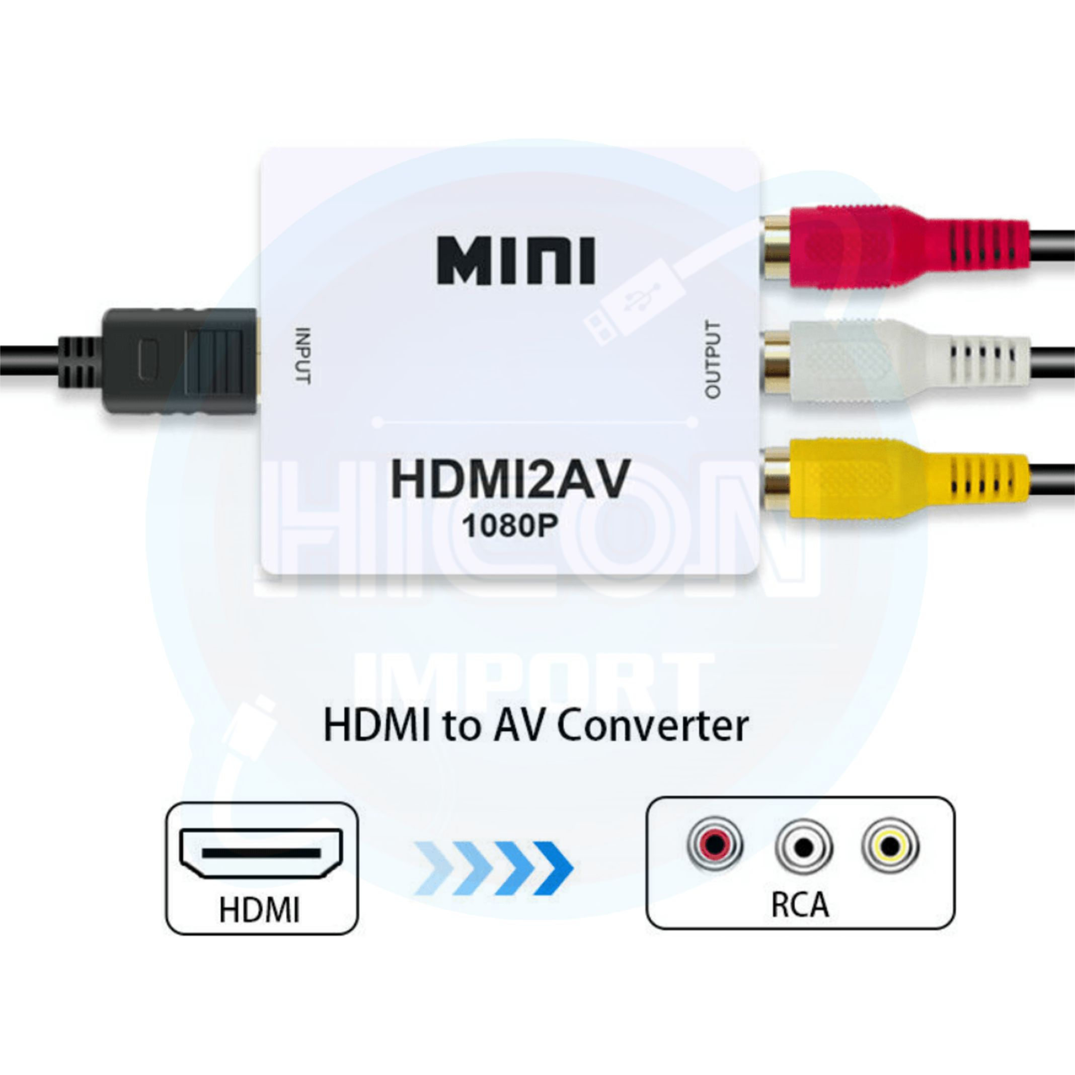 MINI CONVERTIDOR VIDEO AV 3- RCA A HDMI OUT METAL